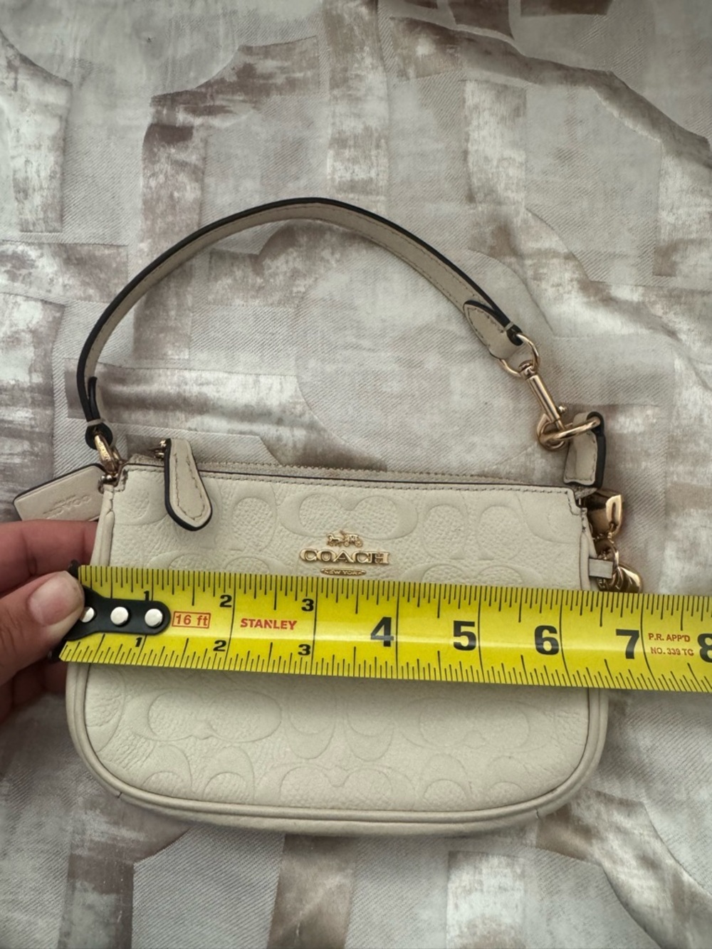 Coach Cream Signature Mini Wristlet with Gold Hardware - Picture 8 of 9